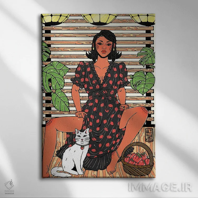 تابلو پیراهن توتفرنگی اثر علیجاه وست - نمای روبهرو روی دیوار