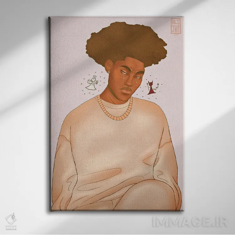 تابلو اندیشهها اثر علیجاه وست - نمای روبهرو روی دیوار