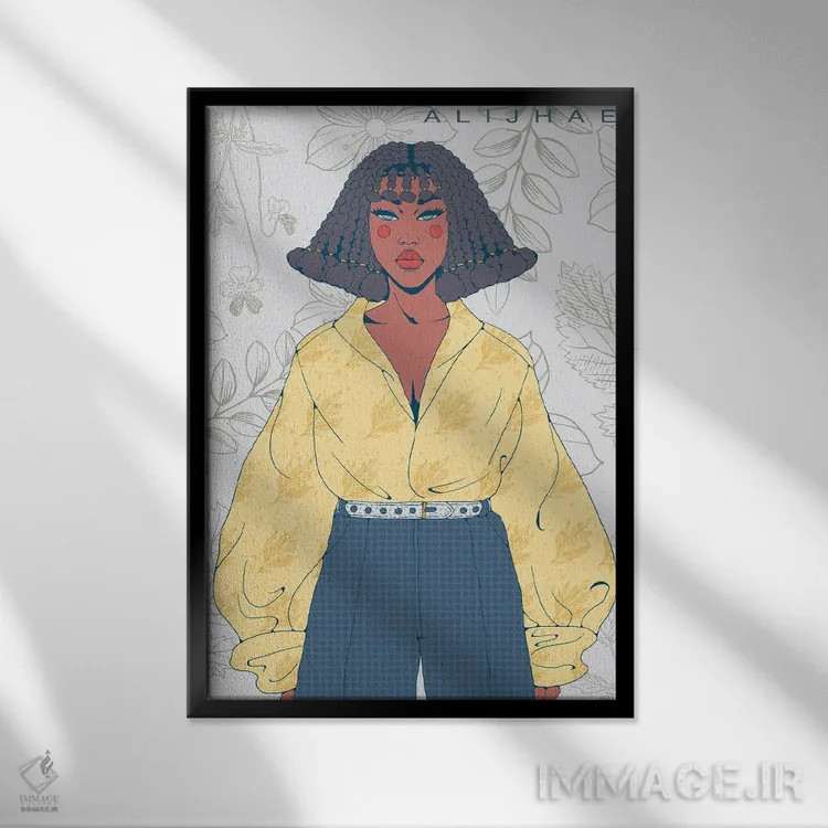 تابلو حرفهای زردپوش اثر علیجاه وست - نمای قابدار مشکی