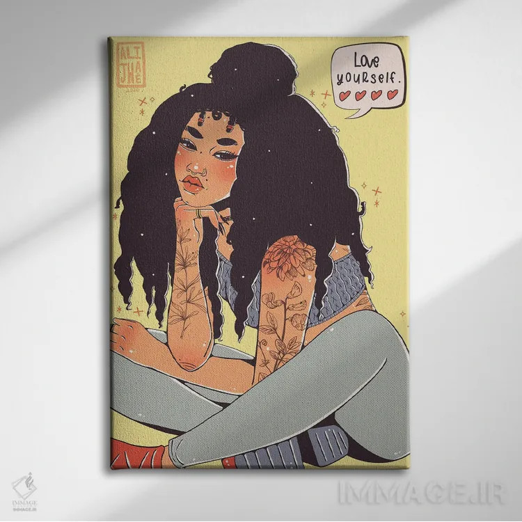 تابلو خودت را دوست داشته باش اثر علیجاه وست - نمای روبهرو روی دیوار