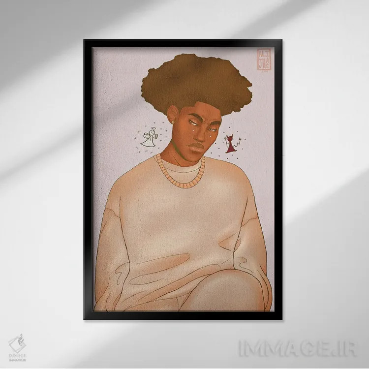 تابلو اندیشهها اثر علیجاه وست - نمای قابدار مشکی