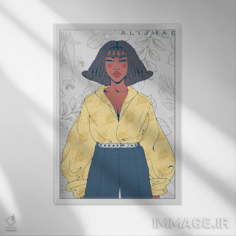 تابلو حرفهای زردپوش اثر علیجاه وست - نمای قابدار سفید