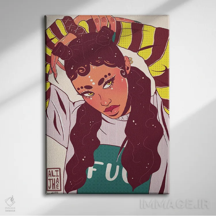 تابلو وایفو (اصطلاح ژاپنی برای شخصیت محبوب خیالی) اثر علیجاه وست - نمای روبهرو روی دیوار