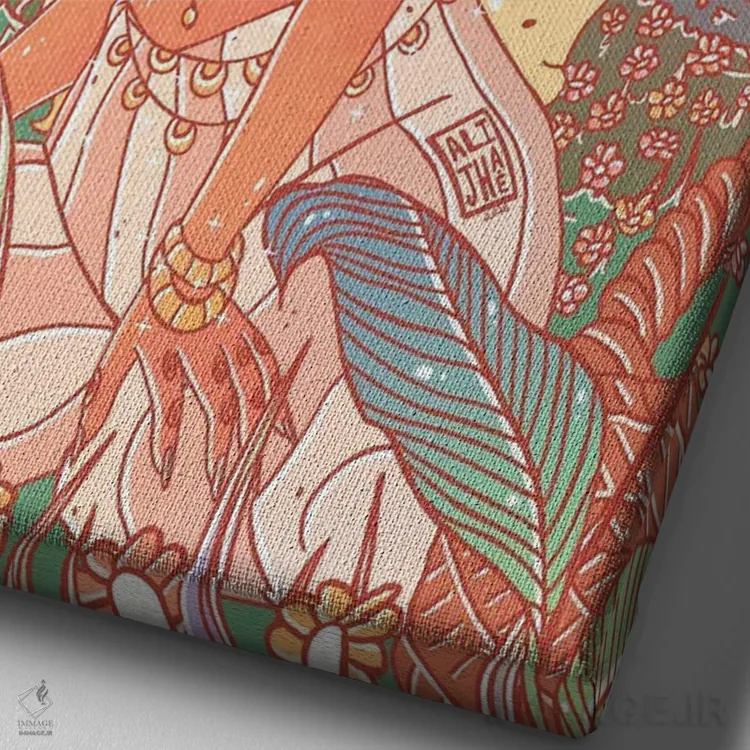 تابلو دختر سبزپوش اثر علیجاه وست - نمای نزدیک بافت بوم