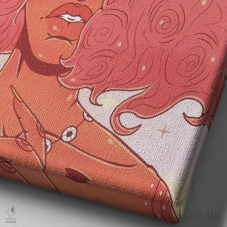 تابلو دختر قارچی اثر علیجاه وست - نمای نزدیک بافت بوم