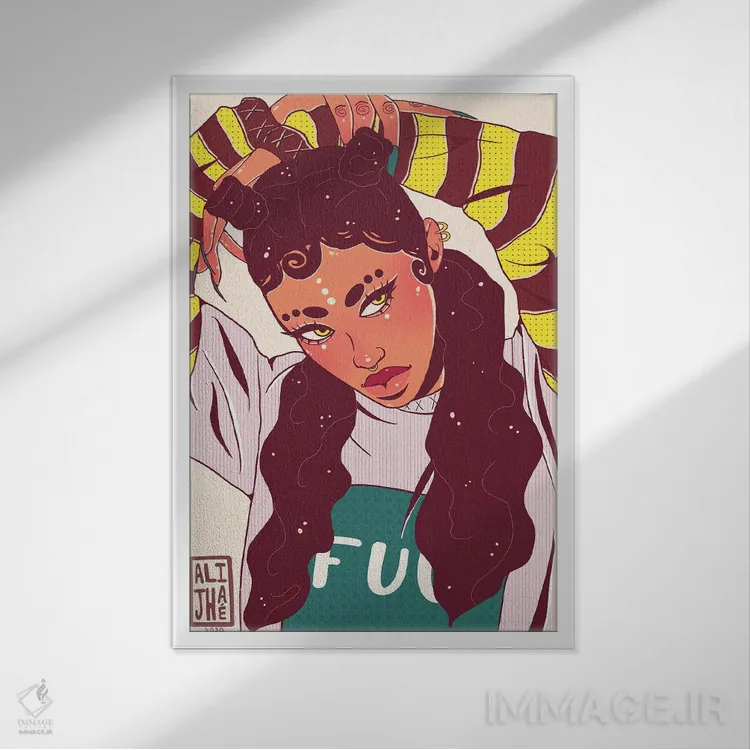 تابلو وایفو (اصطلاح ژاپنی برای شخصیت محبوب خیالی) اثر علیجاه وست - نمای قابدار سفید