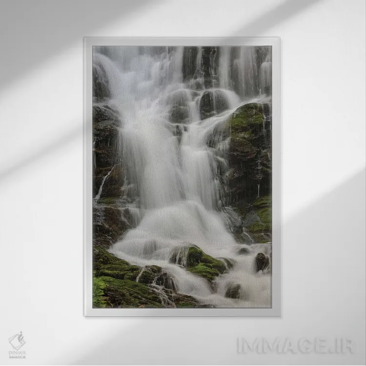 تابلو بخشی از آبشار مینگو، پارک ملی کوههای اسموکی بزرگ، تنسی اثر آدام جونز - نمای قابدار سفید