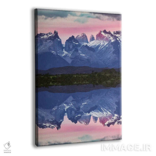 تابلو انعکاس کوهستان پائینه در غروب، پارک ملی تورس دل پائینه، شیلی، پاتاگونیا اثر آدام جونز - نمای پرسپکتیو محصول