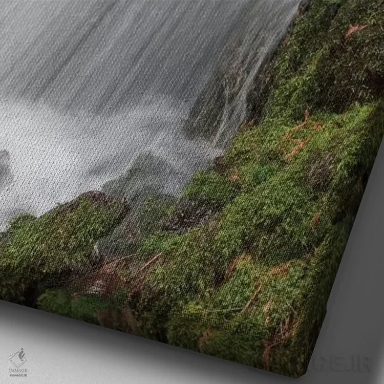 تابلو آبشار وایت برنچ، کوههای کسکیدز اورگن (۱) اثر آدام جونز - نمای نزدیک بافت بوم