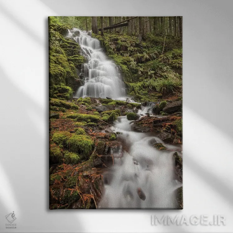تابلو آبشار وایت برنچ، کوههای کسکیدز اورگن (۲) اثر آدام جونز - نمای روبهرو روی دیوار