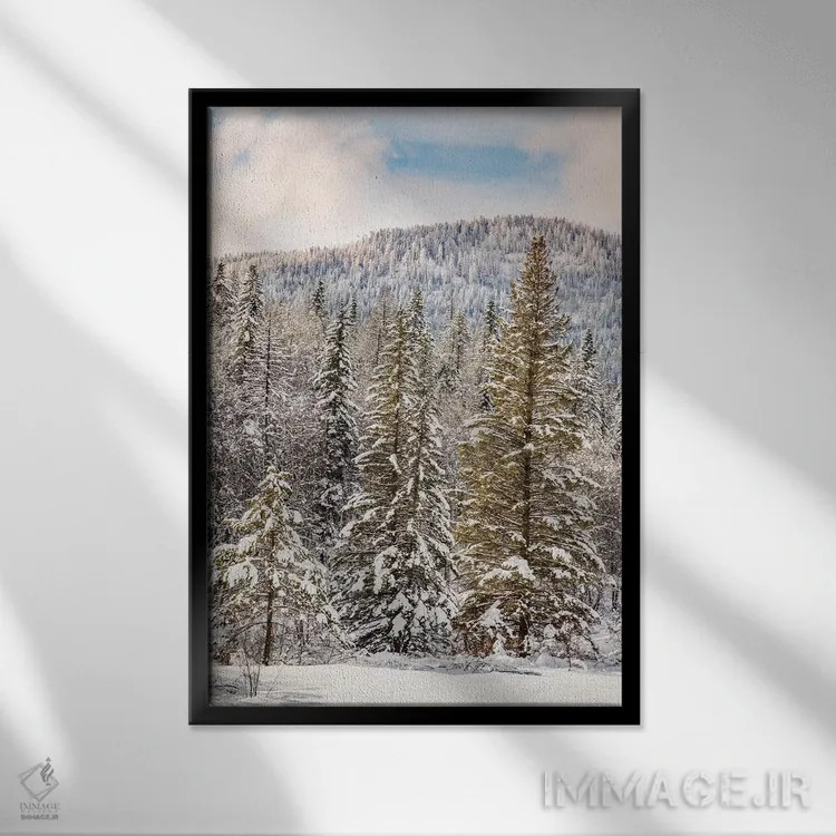 تابلو منظره کوهستانی زمستانی، مونتانا اثر آدام جونز - نمای قابدار مشکی