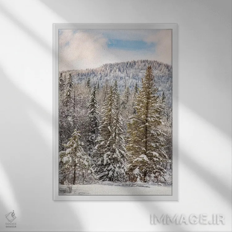 تابلو منظره کوهستانی زمستانی، مونتانا اثر آدام جونز - نمای قابدار سفید