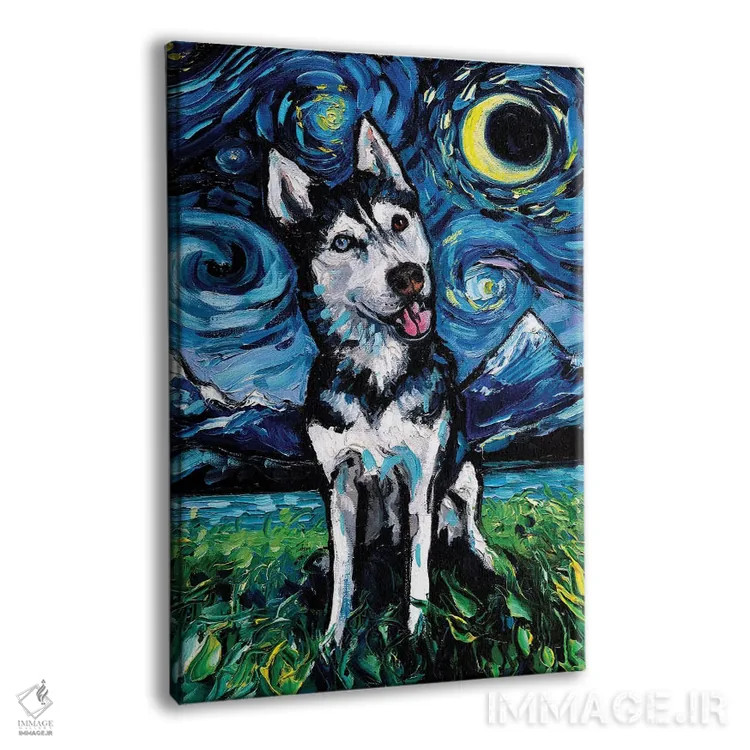 تابلو شب هاسکی خوشحال اثر آجا تریر - نمای پرسپکتیو محصول