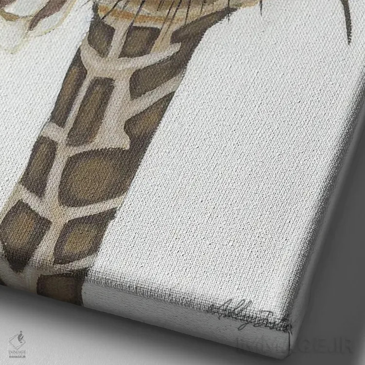 تابلو زرافه همراه با پنبه اثر اشلی جاستیس - نمای نزدیک بافت بوم