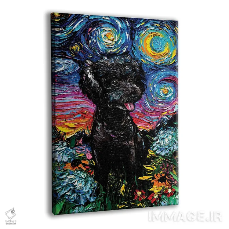 تابلو شب سوم پودل سیاه اثر آجا تریر - نمای پرسپکتیو محصول