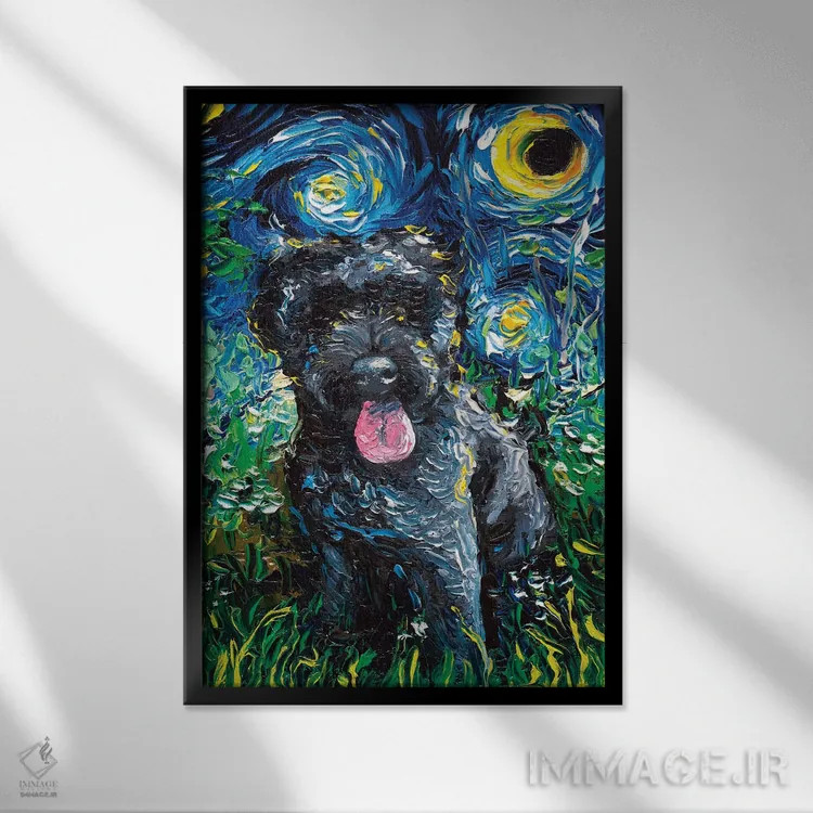 تابلو شب گلدندودل سیاه اثر آجا تریر - نمای قابدار مشکی