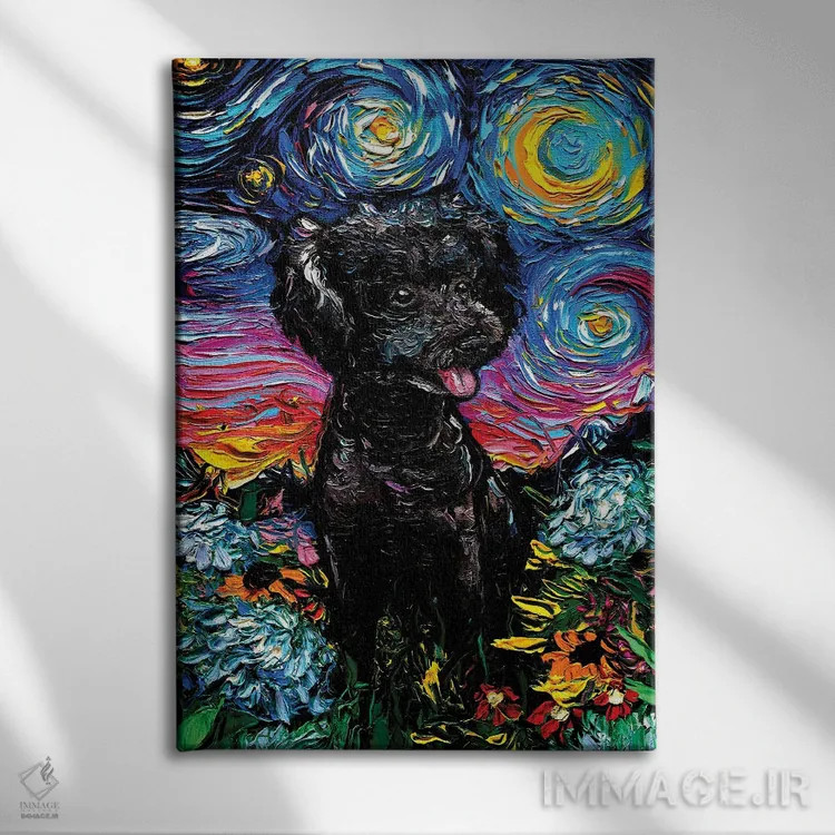 تابلو شب سوم پودل سیاه اثر آجا تریر - نمای روبهرو روی دیوار