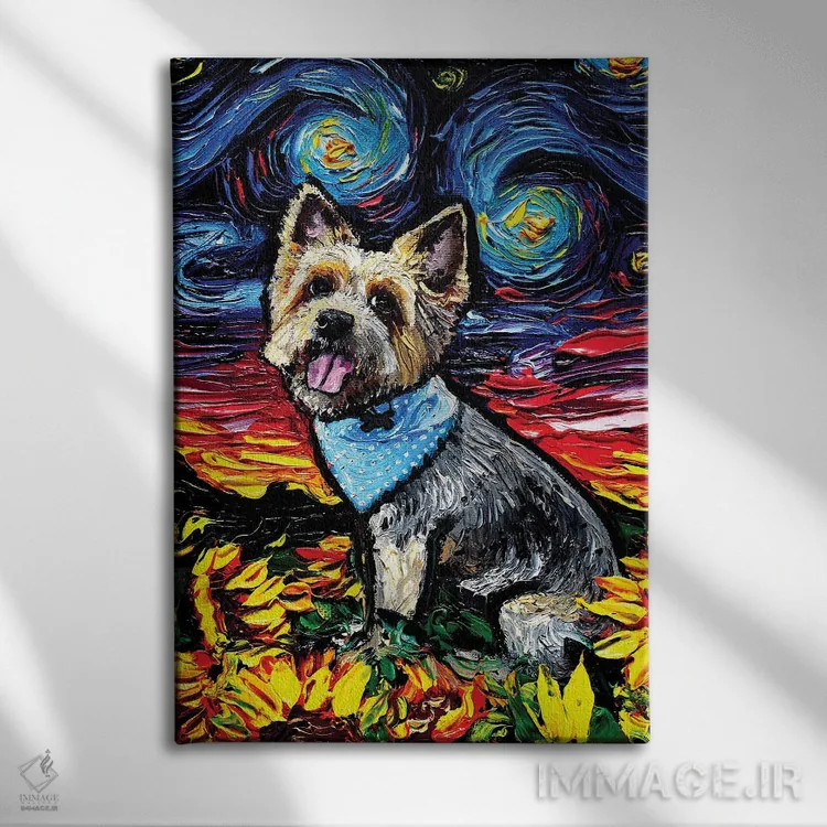 تابلو شب تریِر ابریشمی اثر آجا تریر - نمای روبهرو روی دیوار