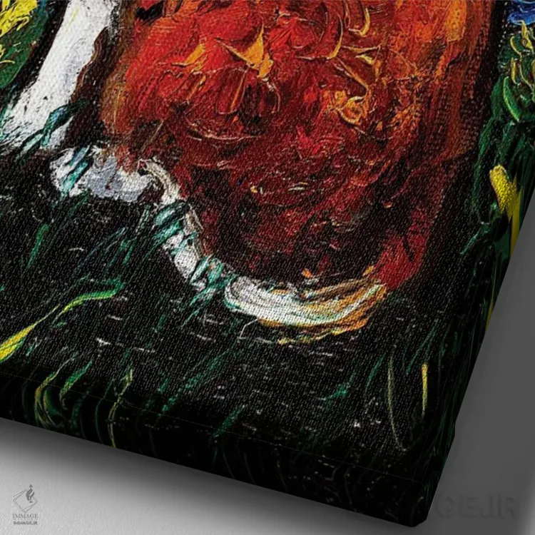 تابلو شب گربه راهراه نارنجی و سفید اثر آجا تریر - نمای نزدیک بافت بوم