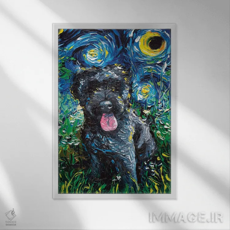 تابلو شب گلدندودل سیاه اثر آجا تریر - نمای قابدار سفید