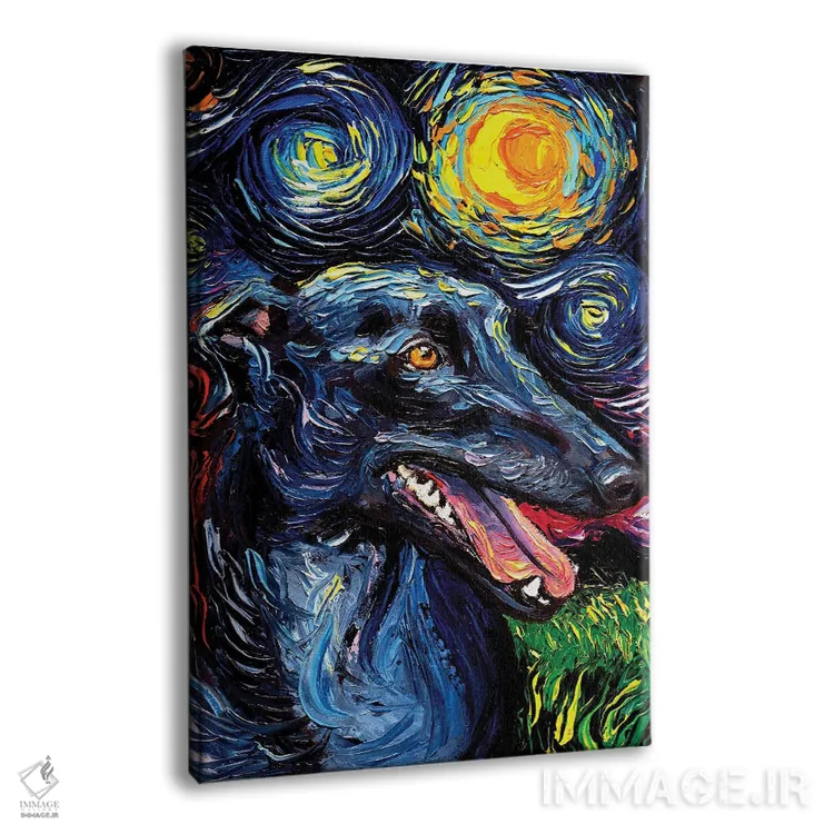 تابلو شب گریهاند (سگ تازی) اثر آجا تریر - نمای پرسپکتیو محصول