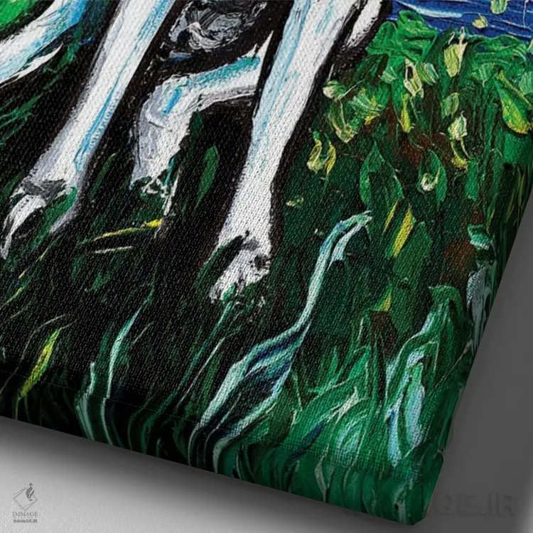 تابلو شب دوم هاسکی اثر آجا تریر - نمای نزدیک بافت بوم