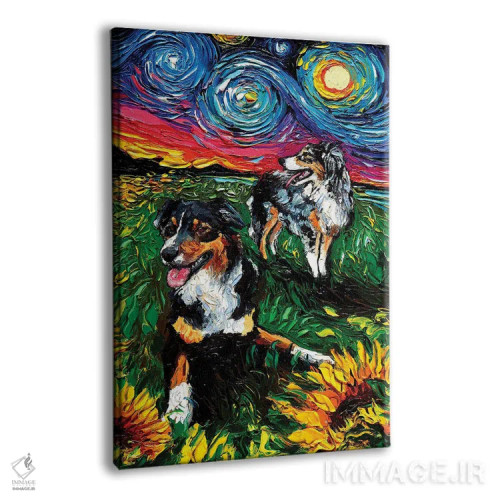 تابلو چوپانهای استرالیایی ستارهدار اثر آجا تریر - نمای پرسپکتیو محصول