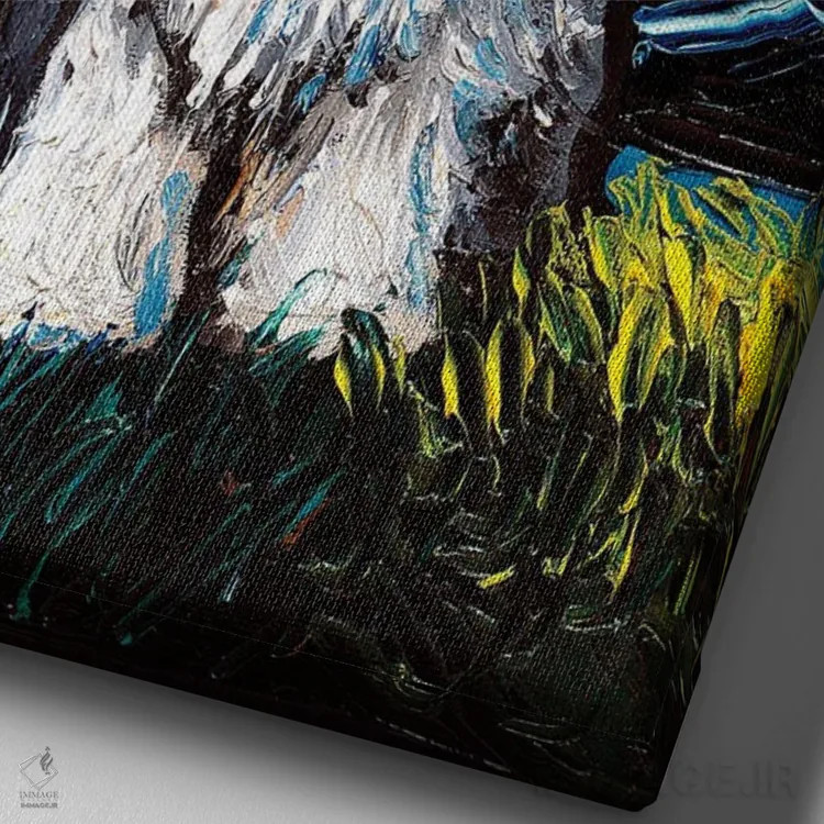 تابلو شب کولی ریشدار اثر آجا تریر - نمای نزدیک بافت بوم