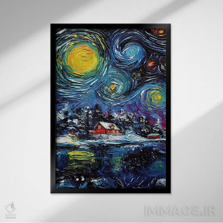 تابلو سرزمین عجایب زمستانی اثر آجا تریر - نمای قابدار مشکی