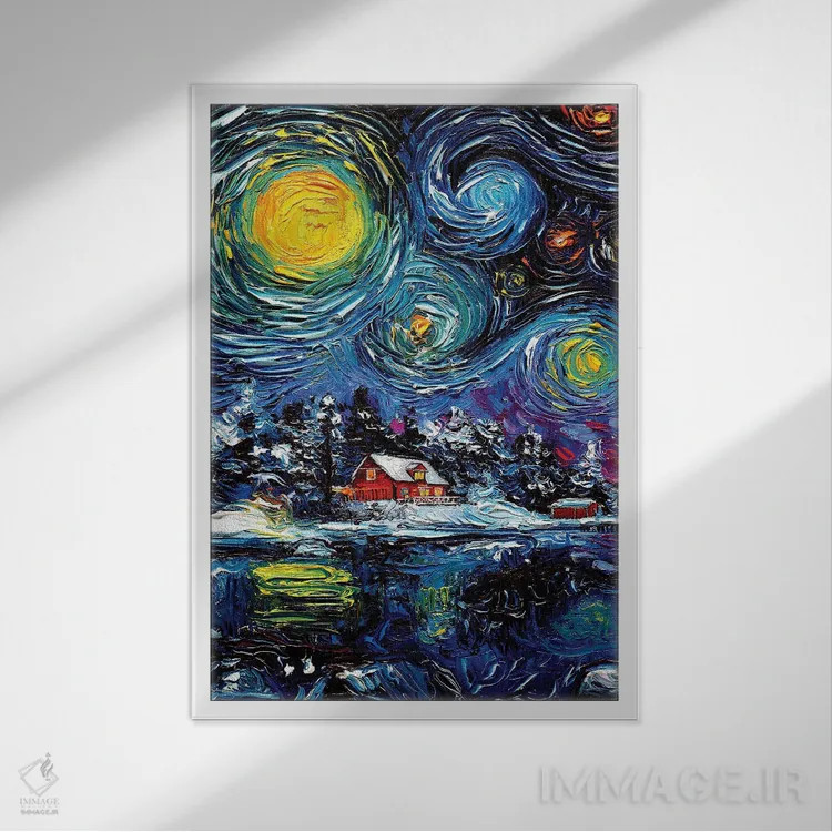 تابلو سرزمین عجایب زمستانی اثر آجا تریر - نمای قابدار سفید