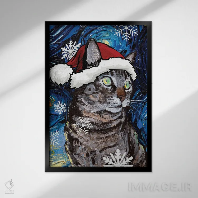تابلو سنتای گربه تابی اثر آجا تریر - نمای قابدار مشکی