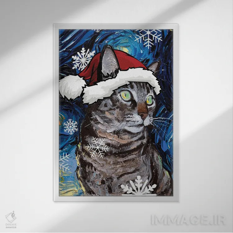 تابلو سنتای گربه تابی اثر آجا تریر - نمای قابدار سفید