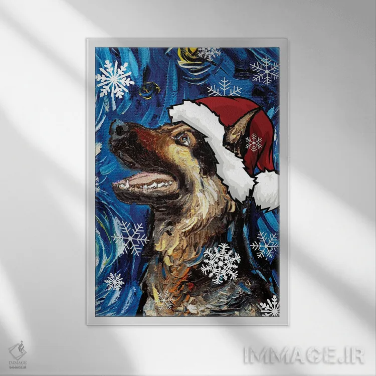 تابلو سنتای ژرمن شپرد اثر آجا تریر - نمای قابدار سفید