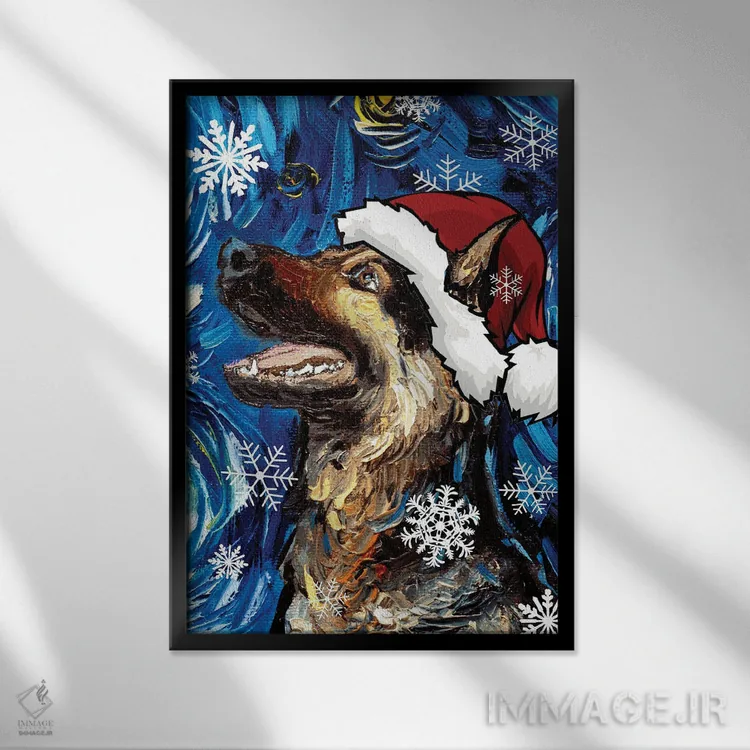 تابلو سنتای ژرمن شپرد اثر آجا تریر - نمای قابدار مشکی