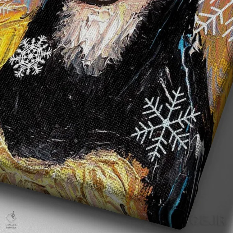 تابلو سنتای چیواوا سیاه و قهوهای اثر آجا تریر - نمای نزدیک بافت بوم