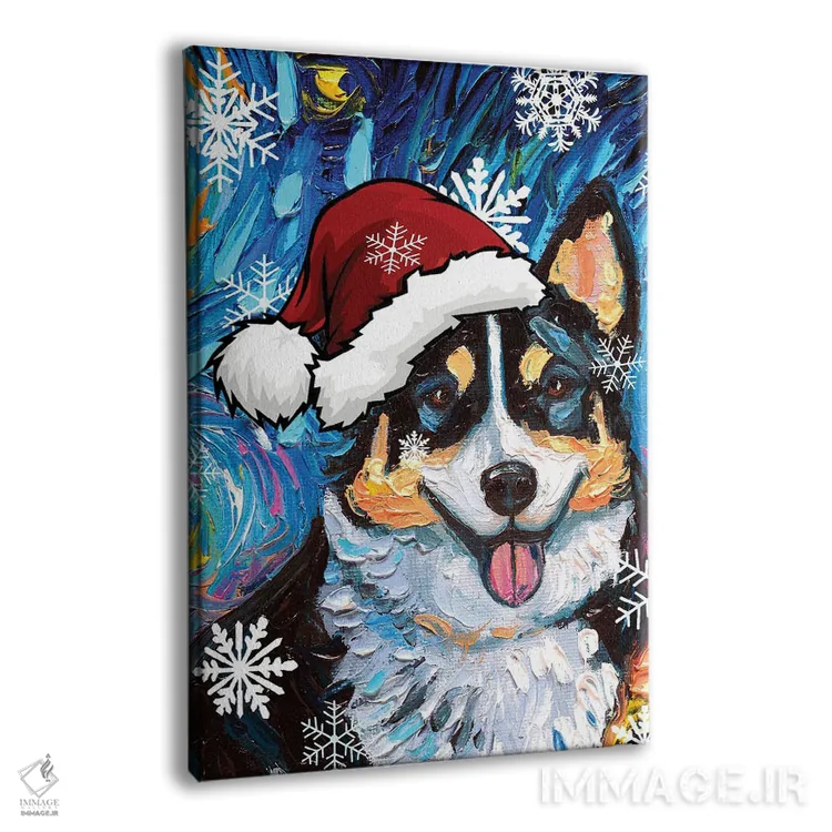 تابلو سنتای کورگی سهرنگ اثر آجا تریر - نمای پرسپکتیو محصول