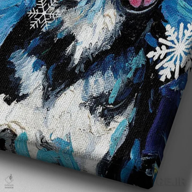 تابلو سنتای هاسکی شاد اثر آجا تریر - نمای نزدیک بافت بوم