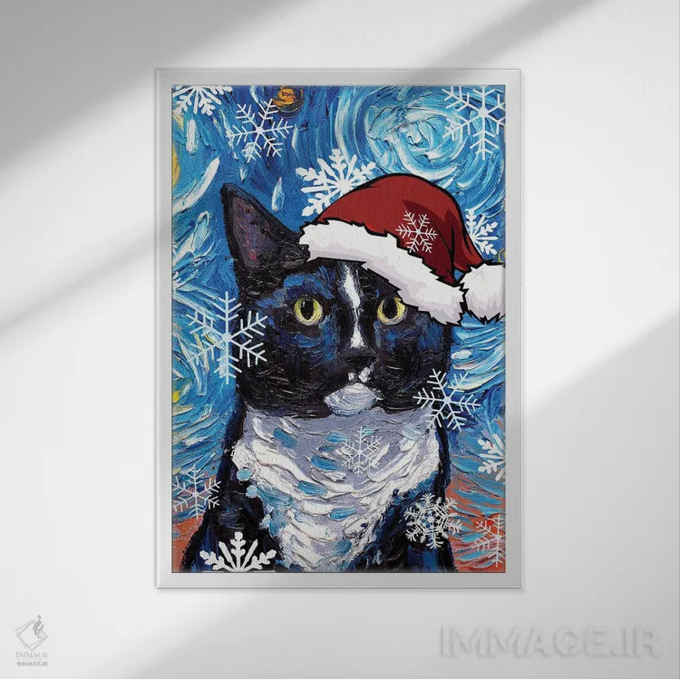 تابلو سنتای گربه تاکسیدو اثر آجا تریر - نمای قابدار سفید