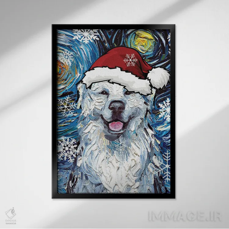 تابلو سنتای گریت پیرنه (سگ کوهستان پیرنه) اثر آجا تریر - نمای قابدار مشکی