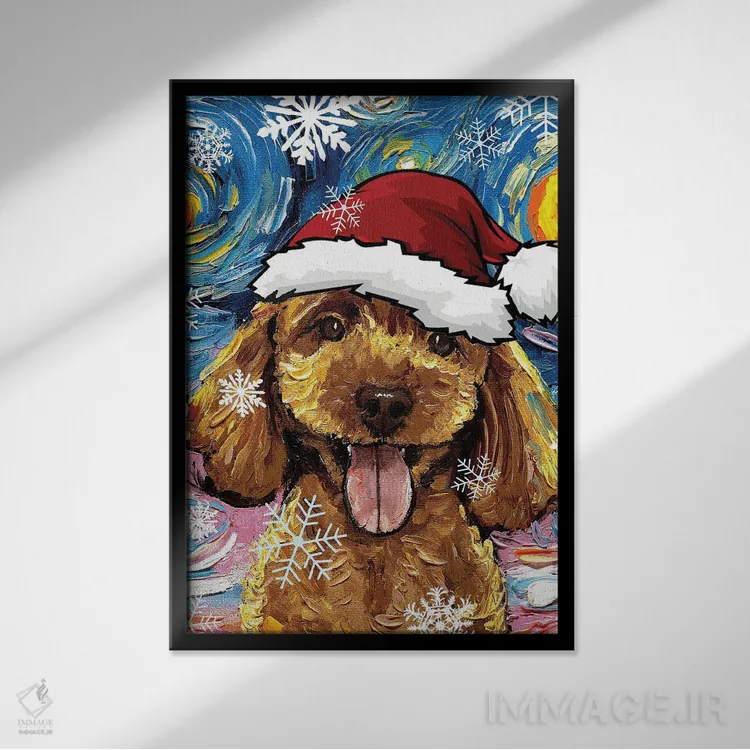 تابلو سنتای تولهپودل زردآلویی اثر آجا تریر - نمای قابدار مشکی