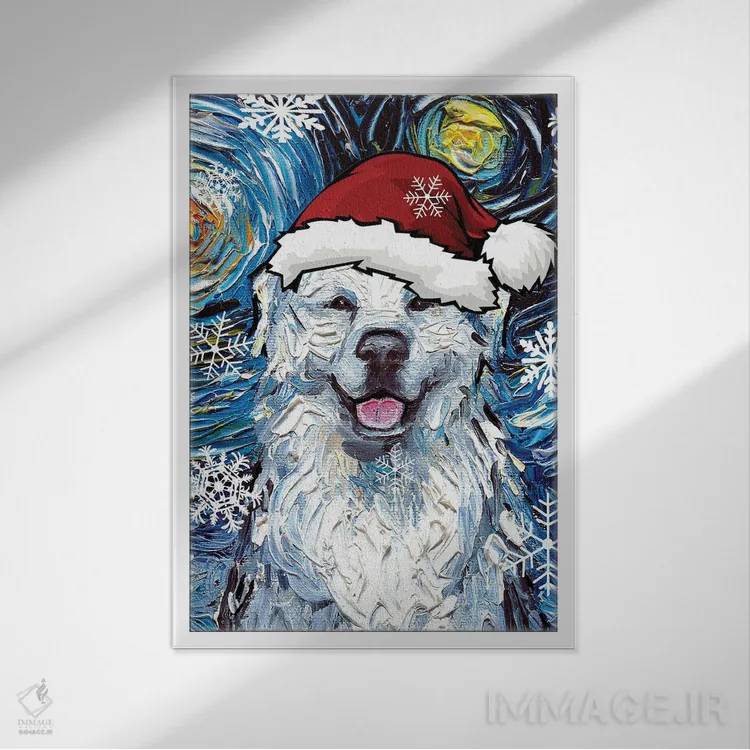 تابلو سنتای گریت پیرنه (سگ کوهستان پیرنه) اثر آجا تریر - نمای قابدار سفید