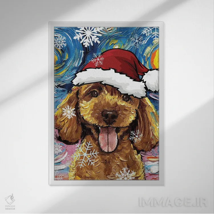 تابلو سنتای تولهپودل زردآلویی اثر آجا تریر - نمای قابدار سفید