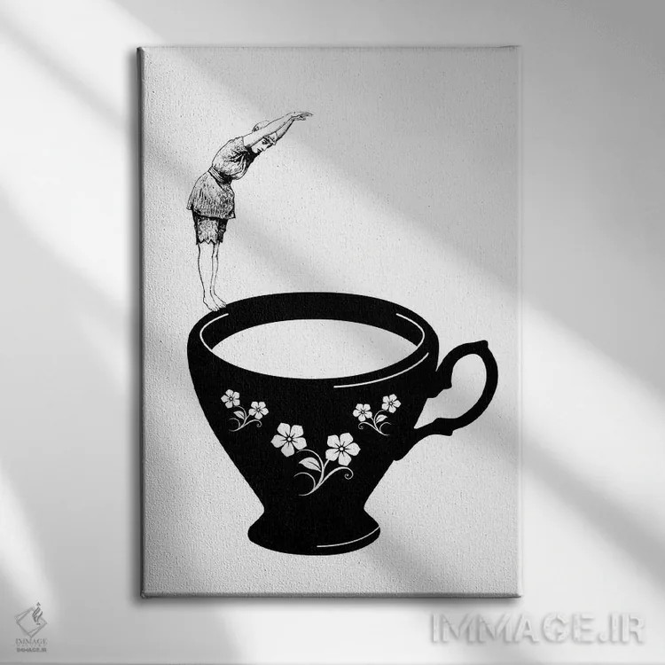 تابلو شیرجه در فنجان چای اثر امی و کورت برلین - نمای روبهرو روی دیوار