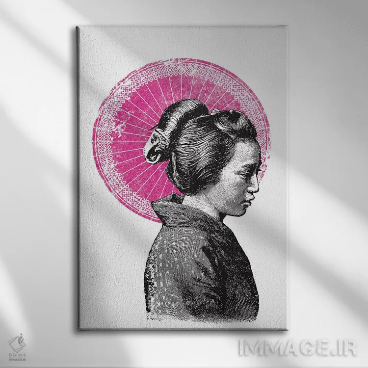 تابلو گیشا (زن هنرمند ژاپنی) اثر امی و کورت برلین - نمای روبهرو روی دیوار