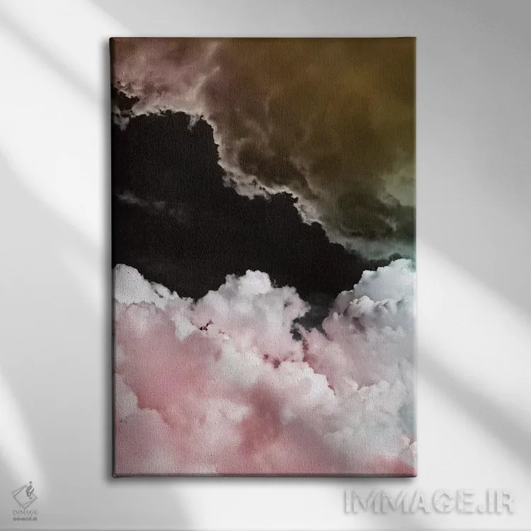 تابلو ابرهای صورتی اثر امی و کورت برلین - نمای روبهرو روی دیوار