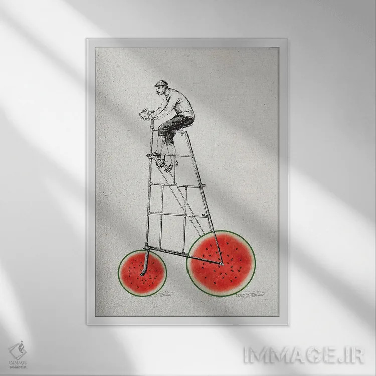 تابلو دوچرخه طالبی اثر امی و کورت برلین - نمای قابدار سفید