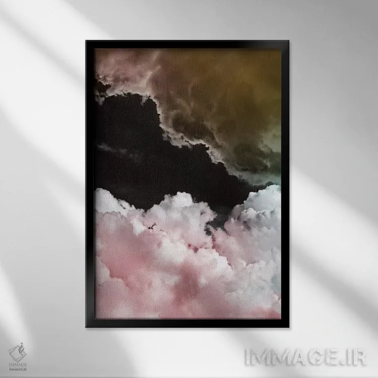 تابلو ابرهای صورتی اثر امی و کورت برلین - نمای قابدار مشکی