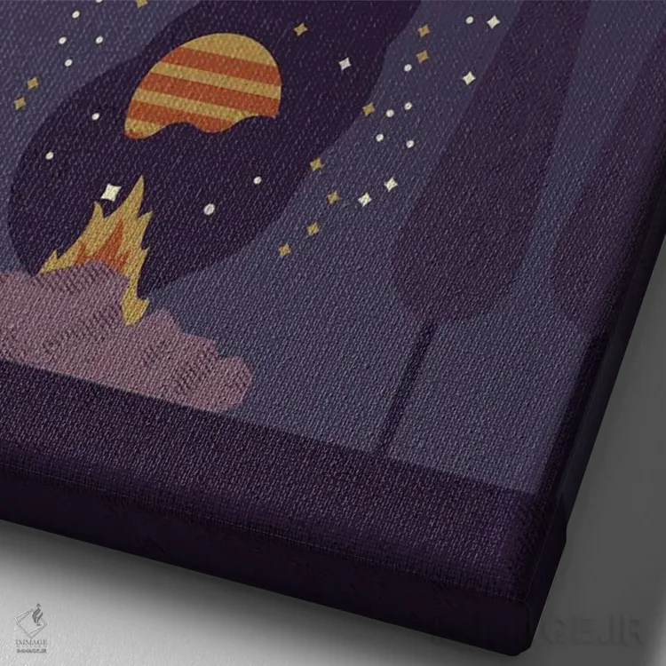 تابلو آتش کمپ اثر امر کاریچ - نمای نزدیک بافت بوم