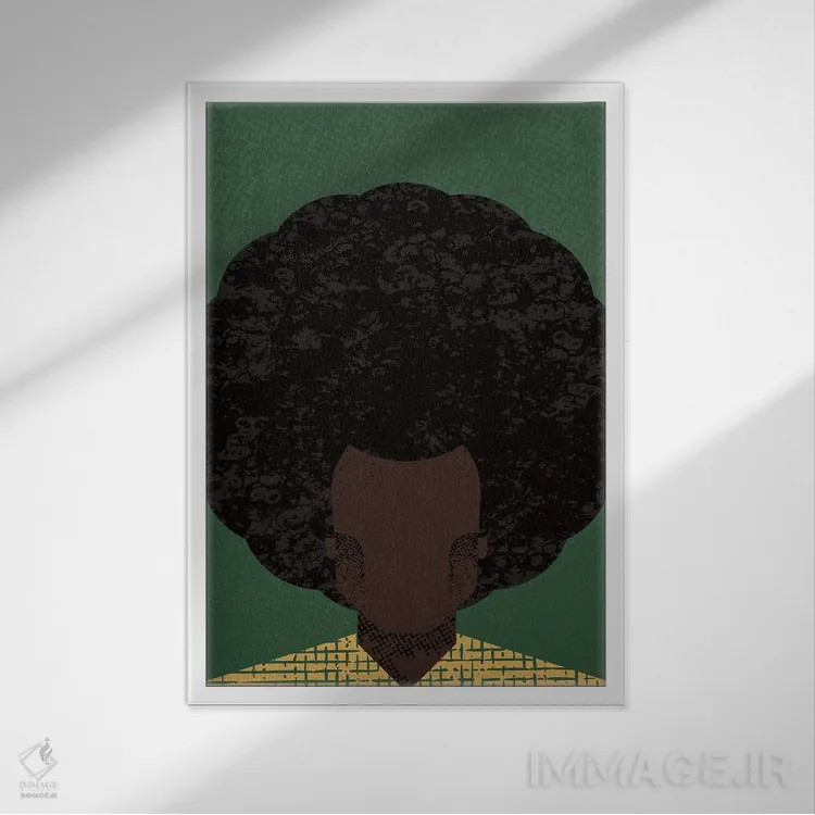 تابلو آفرو (مدل مو/فرهنگ) اثر امر کاریچ - نمای قابدار سفید