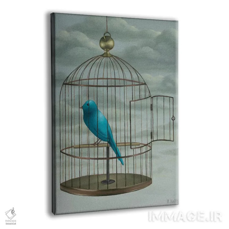 تابلو پرنده آبی اثر آنتوانت کلی - نمای پرسپکتیو محصول